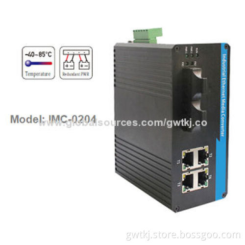 Ethernet media converter, standard industrial design, 4-grade lightning protection for power port